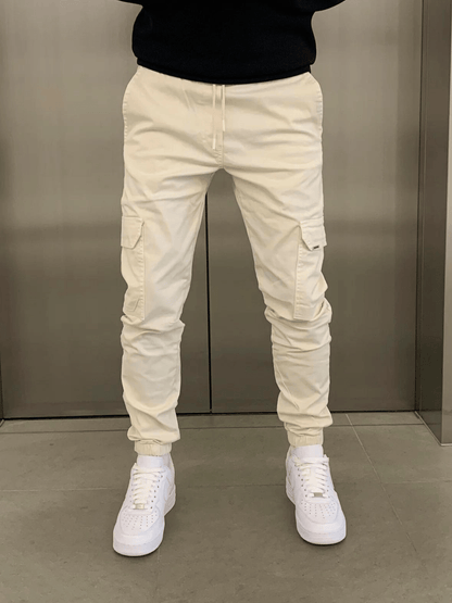 Men's Slim Cargo Jogger Pants with Adjustable Waist and Multiple Pockets