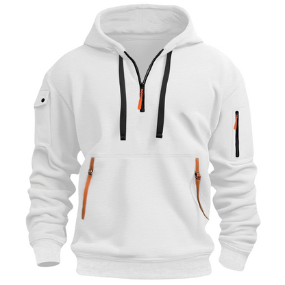 Men's Urban Utility Hoodie with Half-Zip and Zippered Pockets