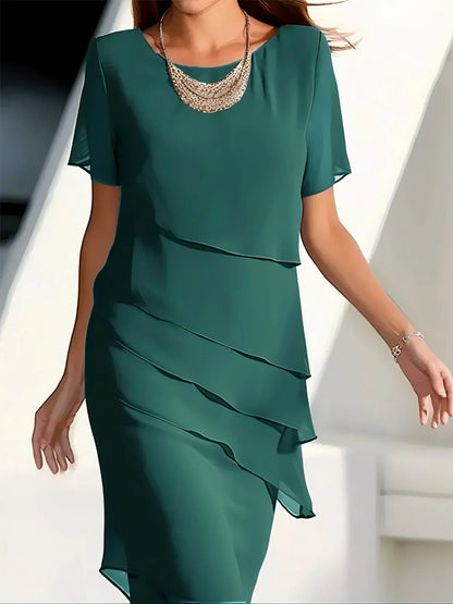 Women’s Elegant Chiffon Midi Dress for Spring Occasions